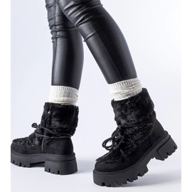 Bottines noires avec fourrure décorative de Frediano le noir 1