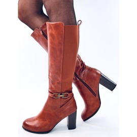 Bottes à talons hauts classiques Milss Camel brun 3