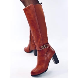 Bottes à talons hauts classiques Milss Camel brun 2