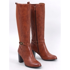 Bottes à talons hauts classiques Milss Camel brun 1