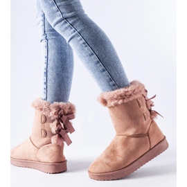 Bottes de neige isolées roses avec nœuds de Borbera 1