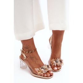 Sandales à talons hauts décorées d'or S.Barski MR1037-16 2