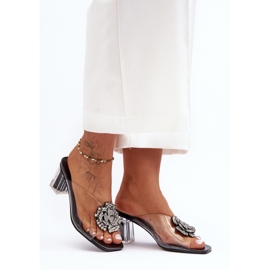 Tongs Transparentes Sur Talon Haut Avec Décoration Noir S.Barski MR1037-20 le noir 1 Tongs Transparentes Sur Talon Haut Avec Décoration Noir S.Barski MR1037-20 le noir 1