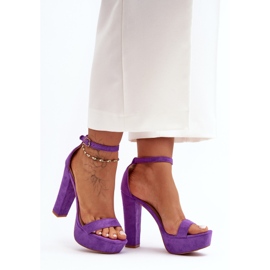 Sandales confortables en daim sur talon haut, Purple Essence violet 1