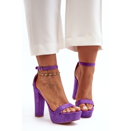 Sandales confortables en daim sur talon haut, Purple Essence violet 2