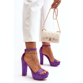 Sandales confortables en daim sur talon haut, Purple Essence violet 3
