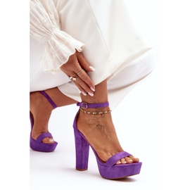 Sandales confortables en daim sur talon haut, Purple Essence violet 7