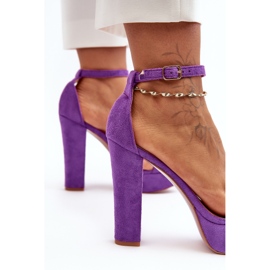 Sandales confortables en daim sur talon haut, Purple Essence violet 4