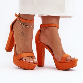 Sandales confortables en daim sur talon haut, Orange Essence 1