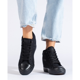 Baskets noires pour femme avec semelle compensée Big Star cachée LL274034 le noir 2