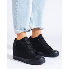Baskets noires pour femme avec semelle compensée Big Star cachée LL274034 le noir 1