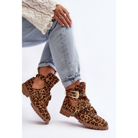 Lu Boo Bottes En Daim Avec Découpes Léopard Rock Girl brun 8