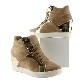 AT-0593-L Baskets en daim kaki brun jaune 3