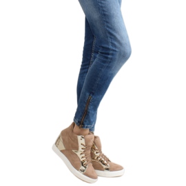 AT-0593-L Baskets en daim kaki brun jaune 5