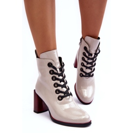 Bottines à Lacets Vernies S.Barski MR870-15 Gris Clair 4