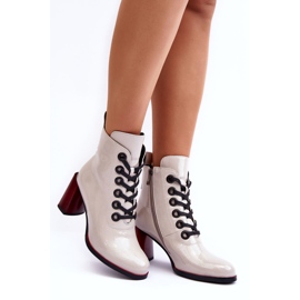 Bottines à Lacets Vernies S.Barski MR870-15 Gris Clair 5