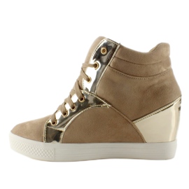 AT-0593-L Baskets en daim kaki brun jaune 1