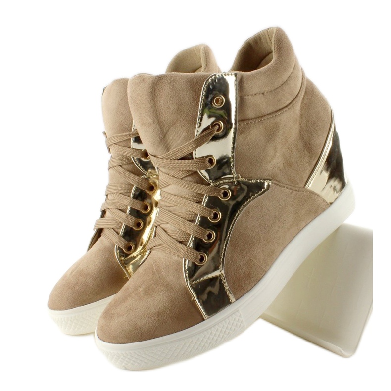 AT-0593-L Baskets en daim kaki brun jaune 2