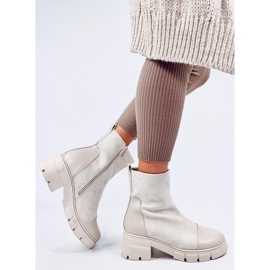 Olson Bottines à talons larges beiges 3