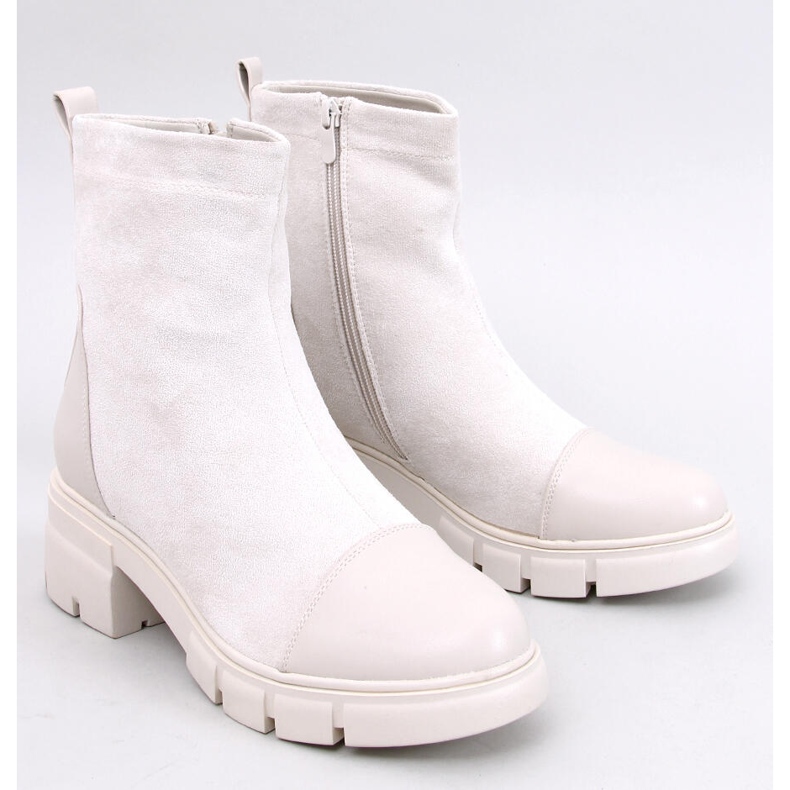 Olson Bottines à talons larges beiges 1