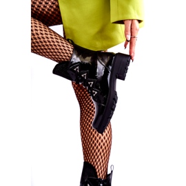 S.Barski Bottes isolées vernies des femmes avec des strass noires 2