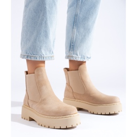 Bottines Chelsea femme en daim beige Shelovet 1