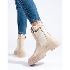Bottines Chelsea beiges pour femmes de Shelovet 1 Bottines Chelsea beiges pour femmes de Shelovet 1