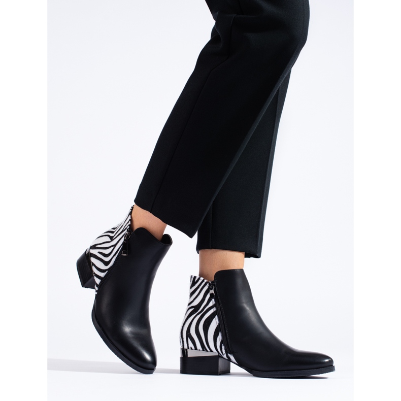 Bottines femme noires Shelovet à imprimé zèbre 1