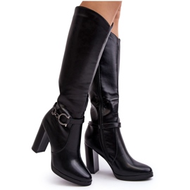 Bottes à talons hauts pour femmes avec décoration au-dessus du genou, noir Rahallis 3
