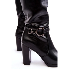 Bottes à talons hauts pour femmes avec décoration au-dessus du genou, noir Rahallis le noir 2 Bottes à talons hauts pour femmes avec décoration au-dessus du genou, noir Rahallis le noir 2