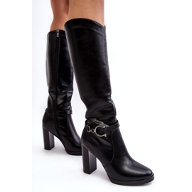 Bottes à talons hauts pour femmes avec décoration au-dessus du genou, noir Rahallis le noir 1 Bottes à talons hauts pour femmes avec décoration au-dessus du genou, noir Rahallis le noir 1