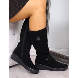 Bottes en nubuck imperméables isolées avec de la laine de mouton Rieker W R237 le noir 1