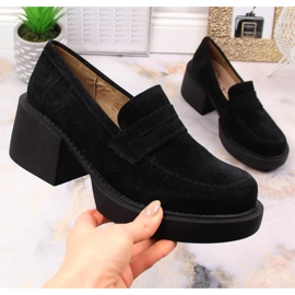 Filippo W DP4685/23 mocassins à talons en cuir noir 1