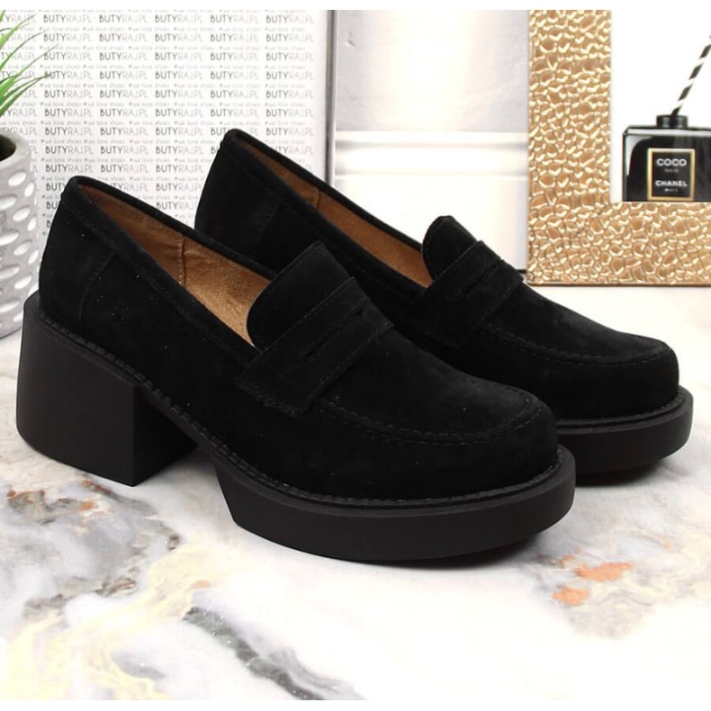 Filippo W DP4685/23 mocassins à talons en cuir le noir 2