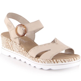 Sandales compensées confortables Rieker W RKR595, beige 1