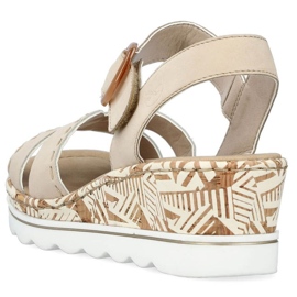 Sandales compensées confortables Rieker W RKR595, beige 2