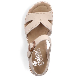 Sandales compensées confortables Rieker W RKR595, beige 3