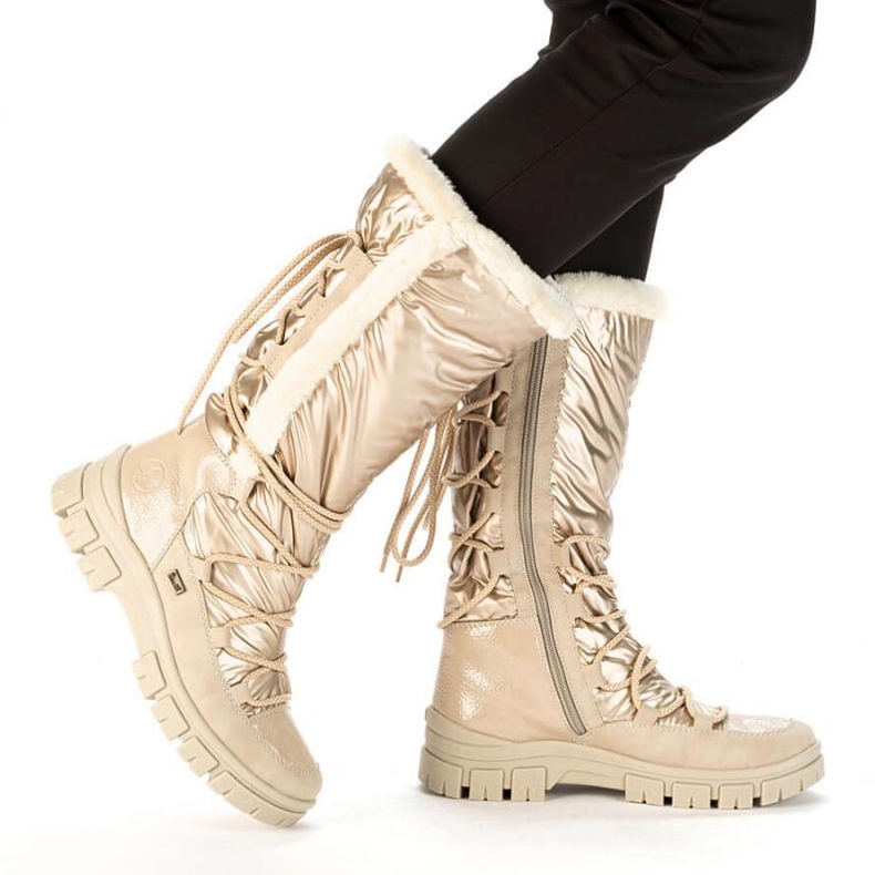 Rieker W RKR640 bottes de neige hautes imperméables, beige 1