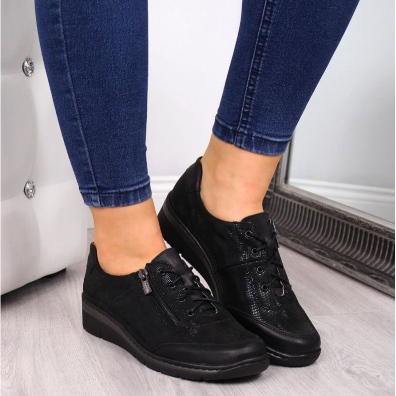 Helios W H334B chaussures en cuir brillant, noir le noir 2