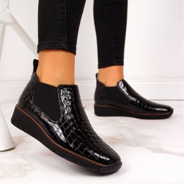Bottes Rieker W R474 en cuir peau de serpent noir 2