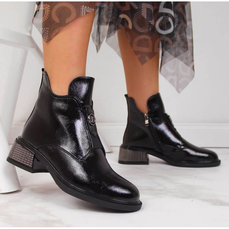 Bottines Filippo W PAW256 noires avec bloc décoratif 2