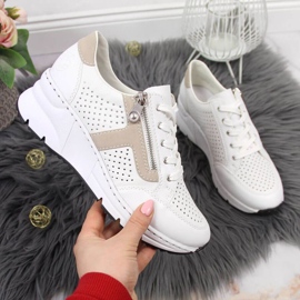 Rieker W N6304-80 chaussures compensées en cuir blanc 1