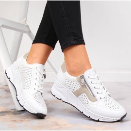 Rieker W N6304-80 chaussures compensées en cuir blanc blanche 2