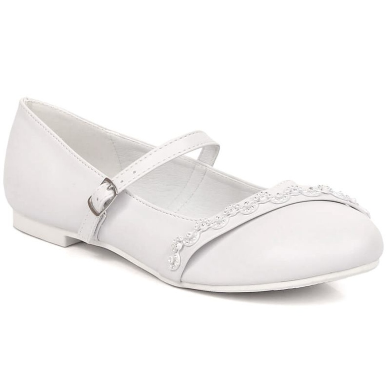 American Club Jr AM915 ballerines blanches avec zircons cubiques 1