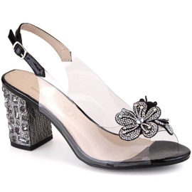 Sandales transparentes avec zircons S.Barski W OLI222A, noir le noir 1