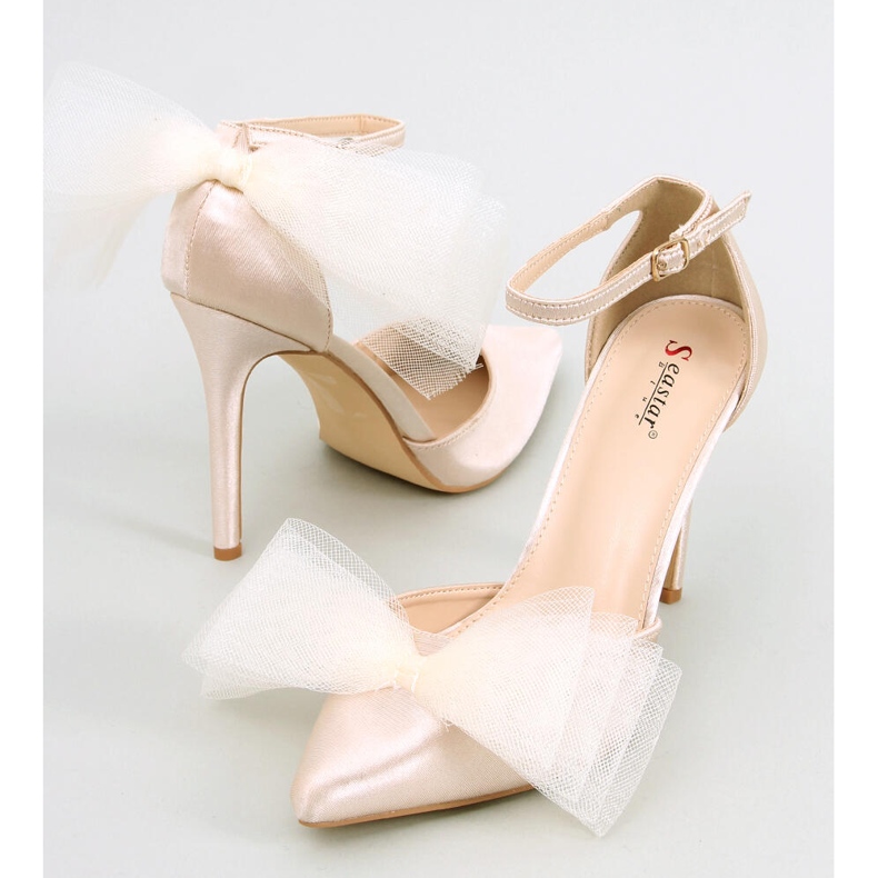 Escarpins à nœud en tulle beige Sheena 1
