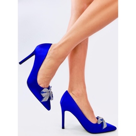 Épingles en satin avec un nœud Trini Blue bleu 2