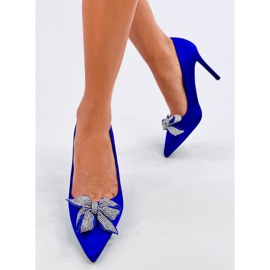 Épingles en satin avec un nœud Trini Blue bleu 4