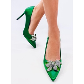 Escarpins noeud satin vert Trini 3