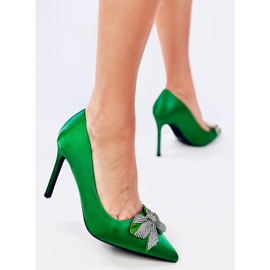 Escarpins noeud satin vert Trini 4